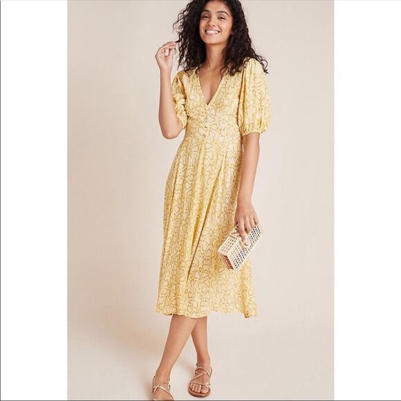 Faithfull the Brand Dresses & Skirts - NWT Faithfull The Brand Yellow Delia Snake Print Midi Dress.
